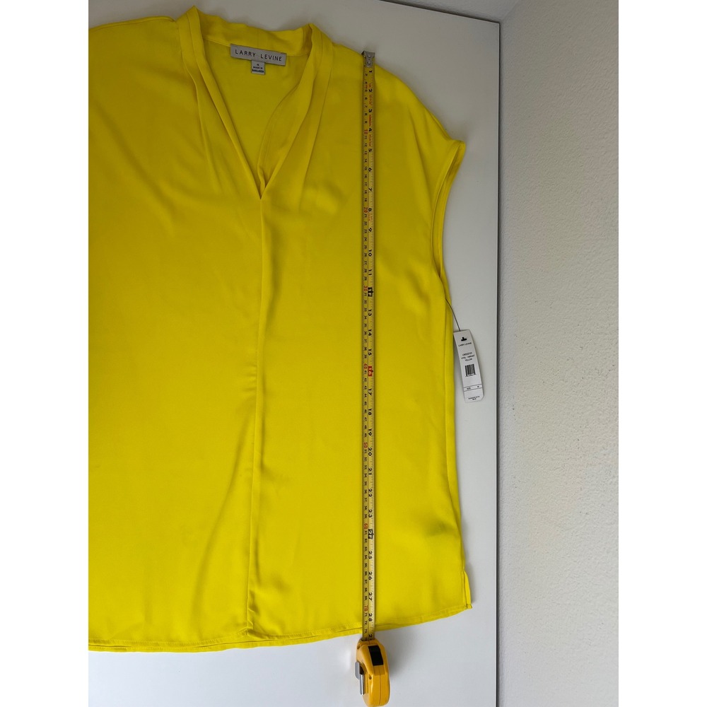 Larry Levine Women's M Vibrant Yellow Blouse Career Top Academia Dopamine Chic - Picture 6 of 9